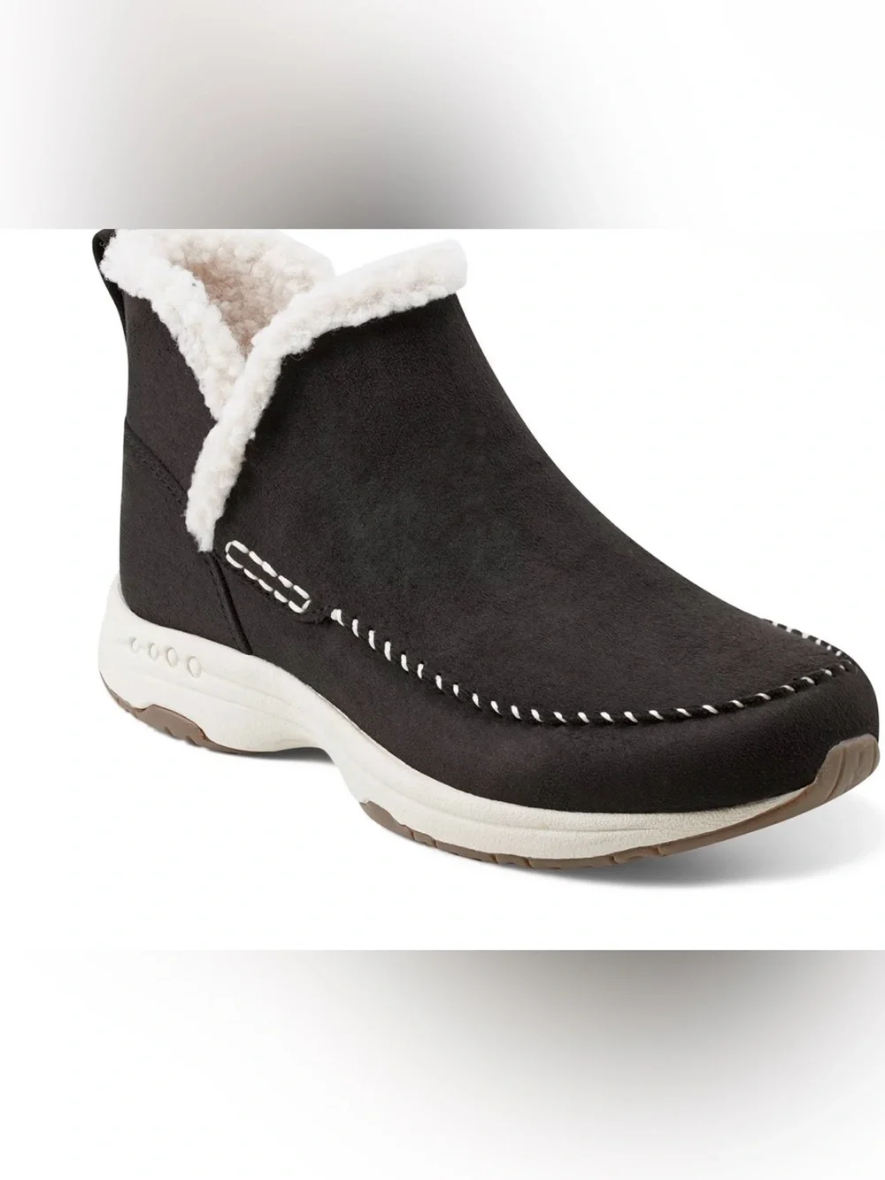 Easy Spirit Women's Black Faux-Suede Sherpa-Lined Ankle Boot